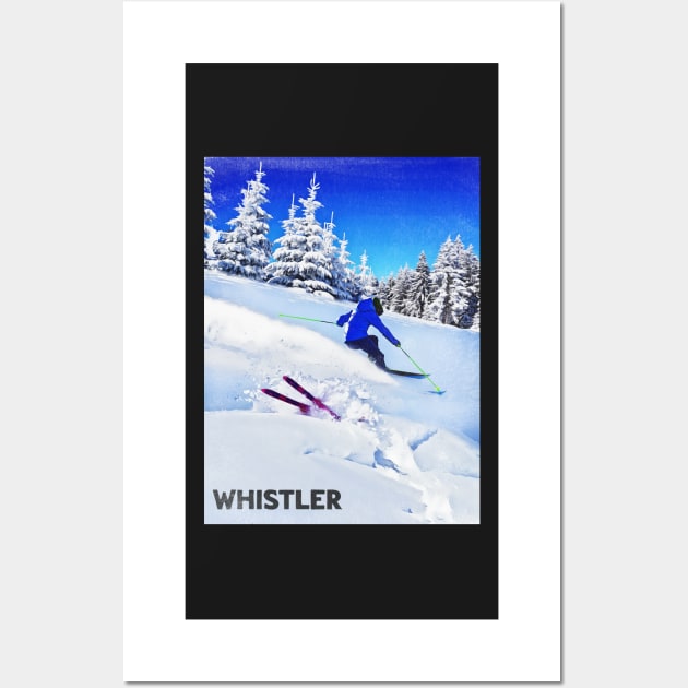 Whistler ski mountains retro vintage skiing 90's Wall Art by Captain-Jackson